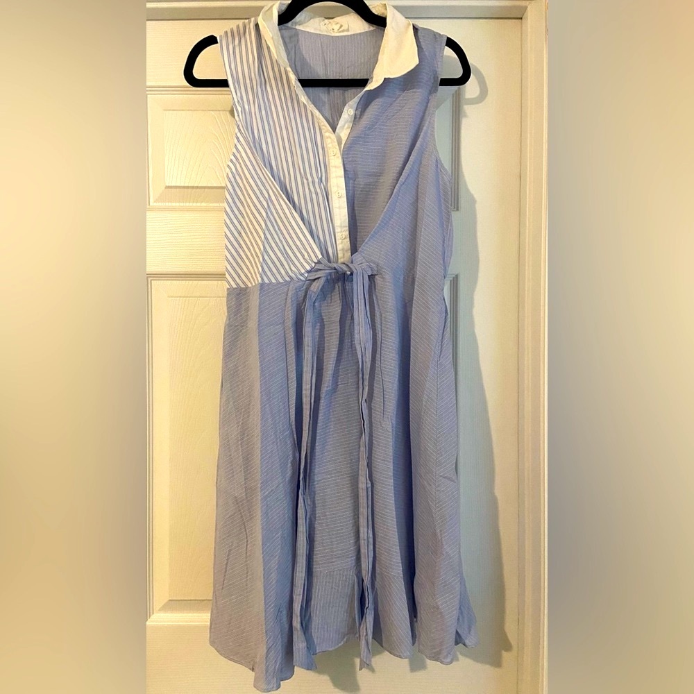 A love A Striped Blue Midi Dress